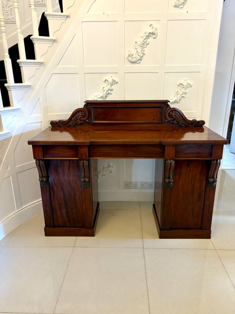 Antique Victorian Quality Carved Figured Mahogany Sideboard